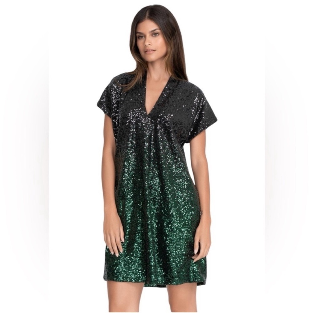 Johnny Was Sequin black ratana Dress XS to green